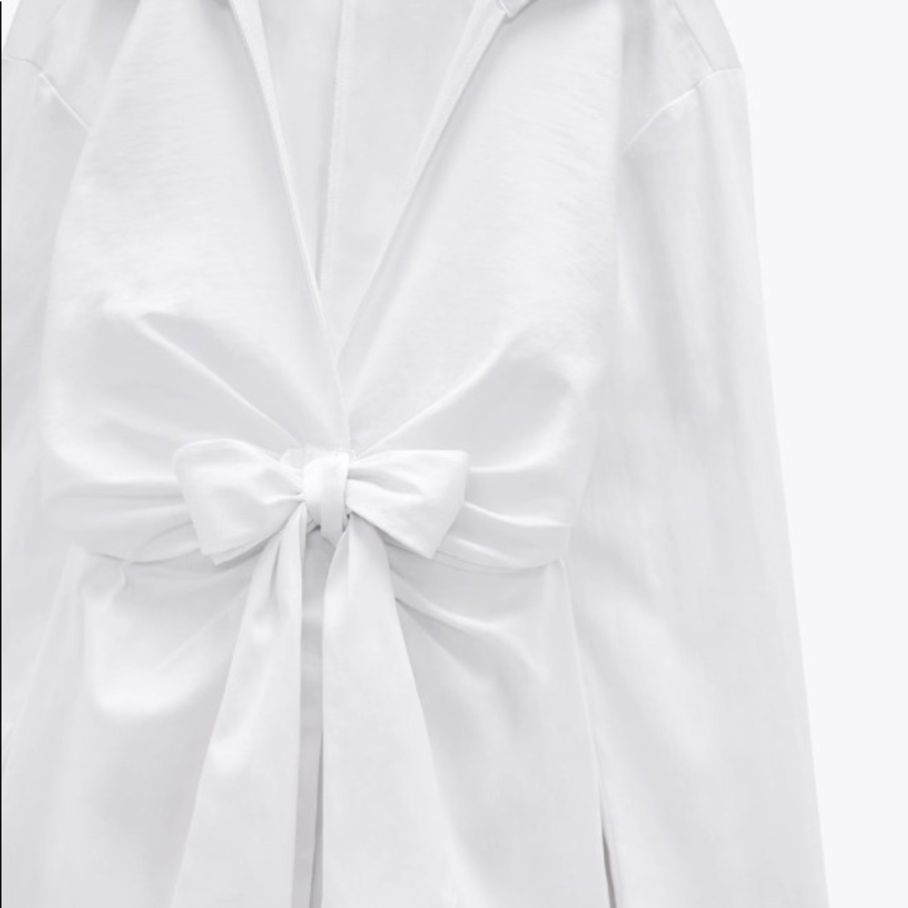 Zara Short Stretch Poplin Dress White Knot 4661/118 - Picture 9 of 10